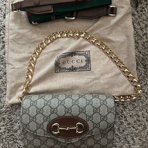 GUCCI 1955 Horsebit Shoulder Bag in Brown